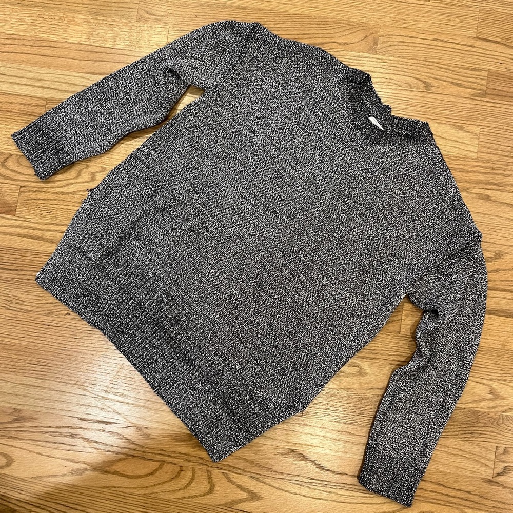Lou & Grey Black White High Low Sweater Women’s Size L Cozy Knit